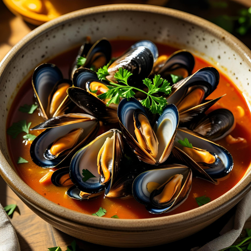 Mejillones in einer typisch spanischen Schale
