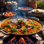 Paella Pfanne mit Paella Valenciana